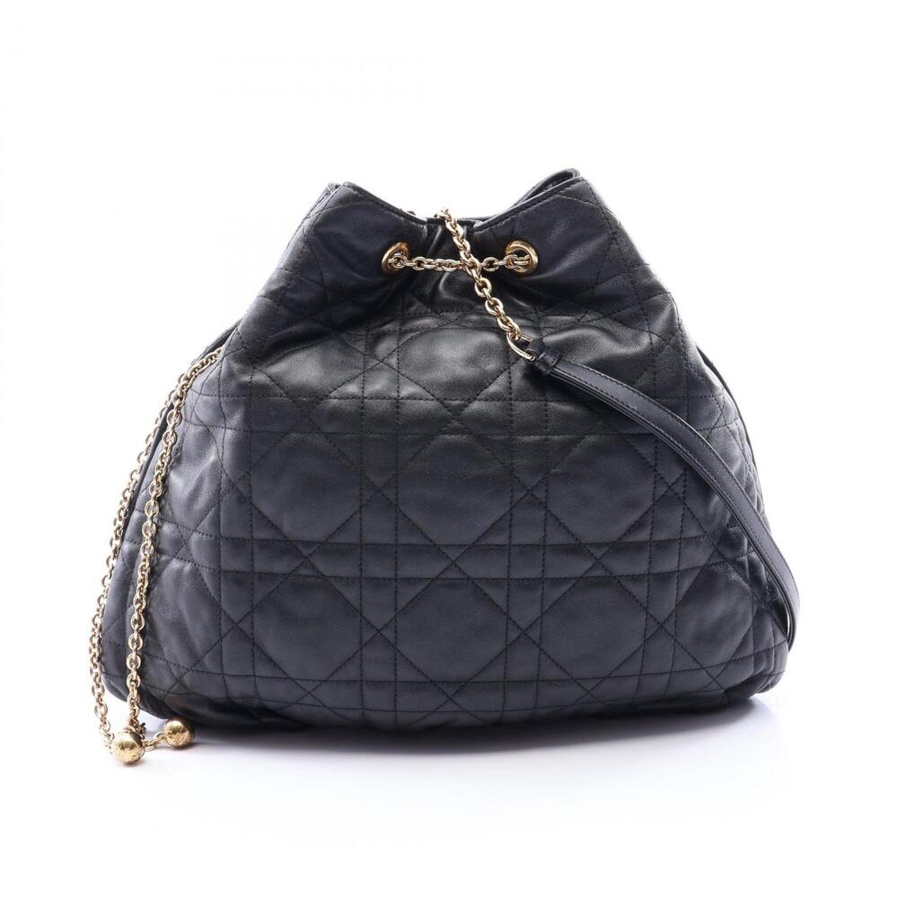 Christian Dior Dior Ami Cannage Shoulder Bag/Handbag, Leather, Women's, Black